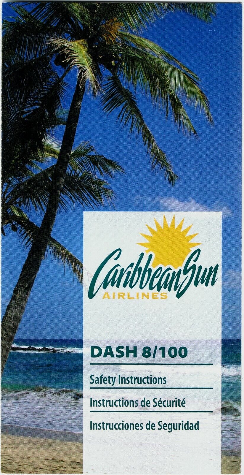 Caribbean Sun Airlines DASH-8/100 Safety Card =
