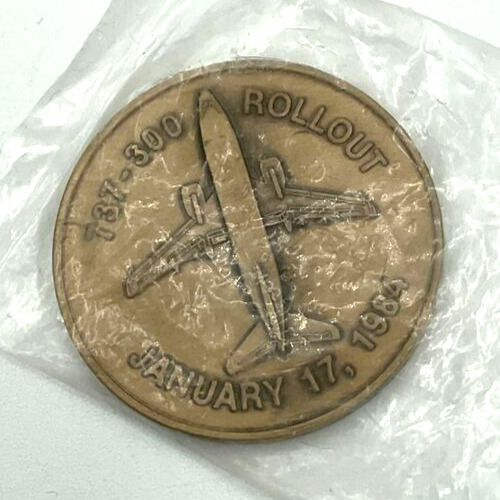 Vintage January 17, 1984 Boeing 737-300 Rollout Commemorative Coin Unopened