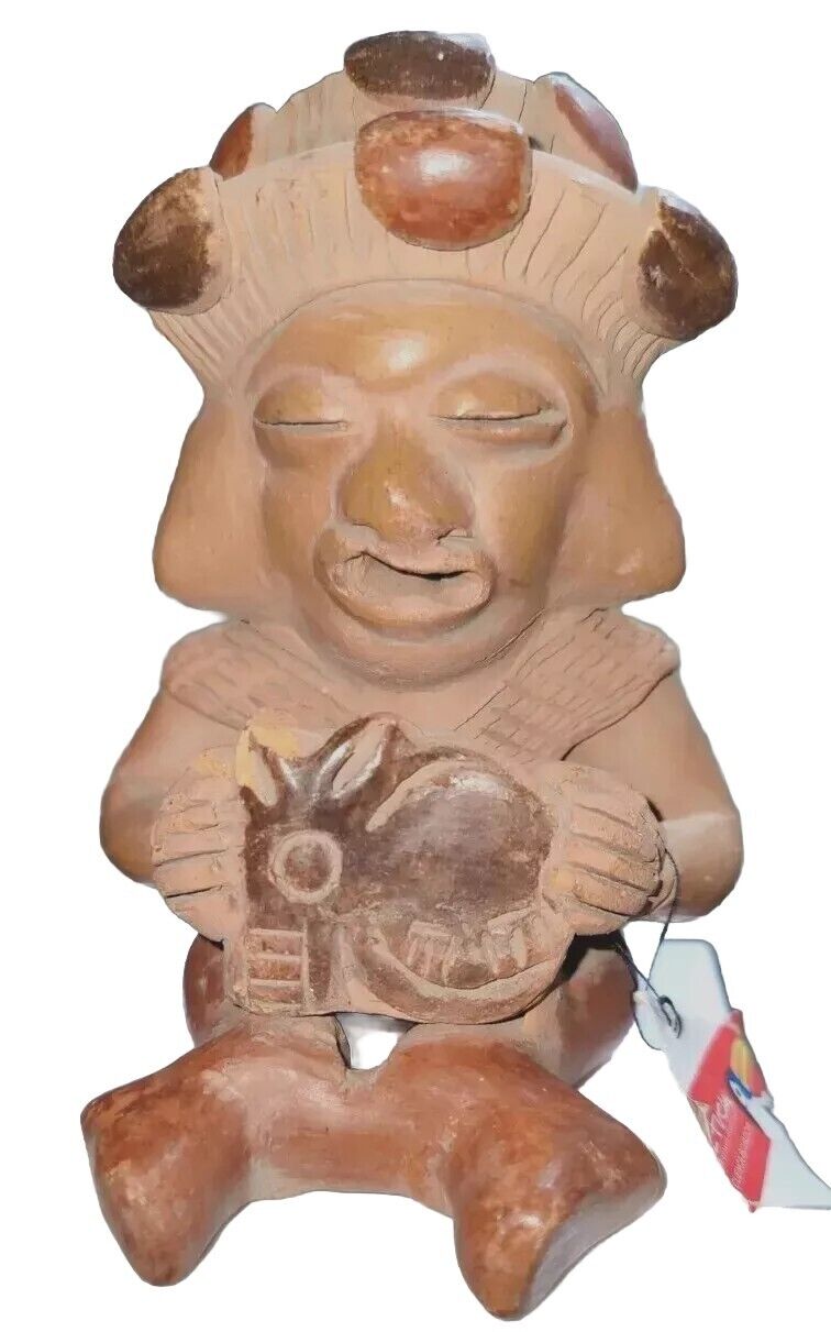 Mayan Style Clay Figure Statue Artisan Handicraft Cuenca Tag Ecuador El Tucan