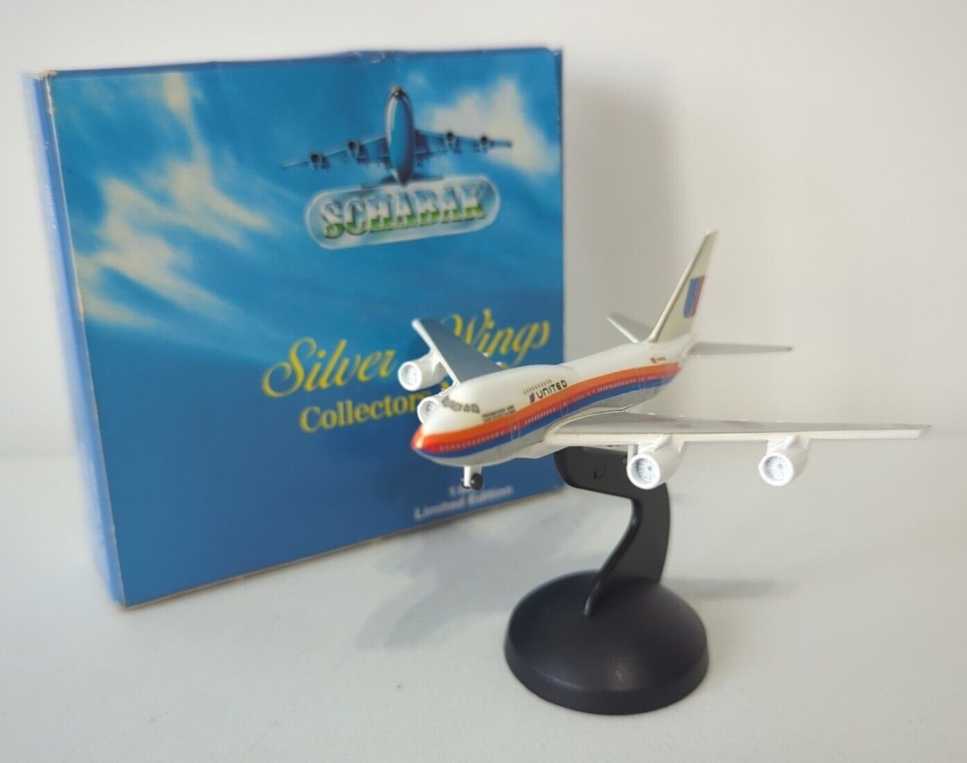 United Airlines Boeing 747 SP Schabak Silver Wings 1/600 Diecast Aircraft Plane