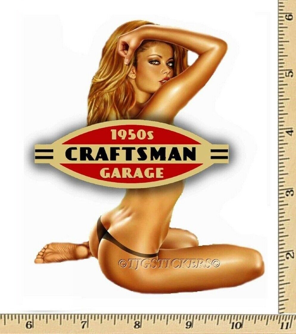 CRAFTSMAN TOOL STICKER DECAL 1950 GIRL SEXY MECHANIC TOOLBOX SIGN CHEST USA