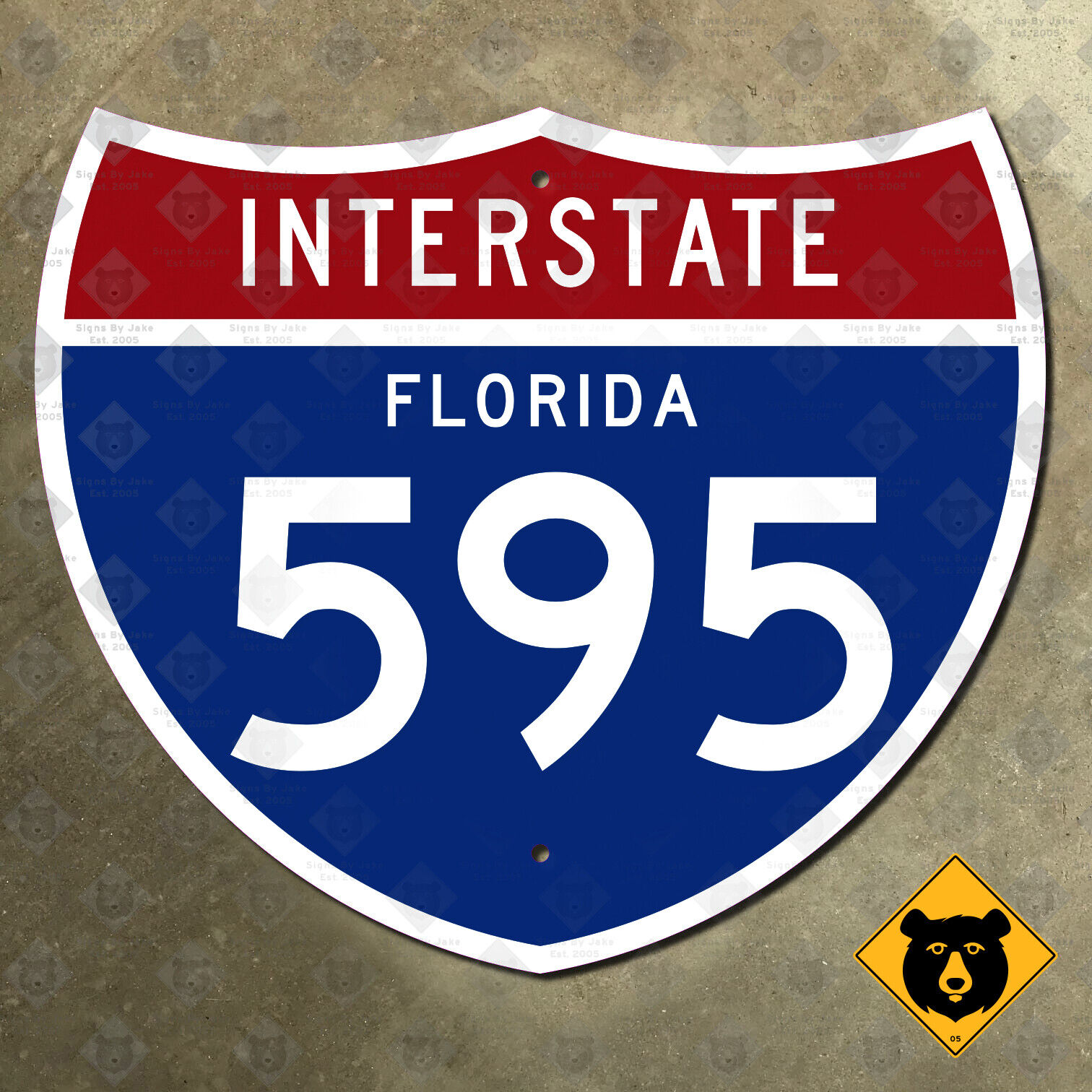 Florida Interstate 595 route marker road sign 1961 Sunrise Fort Lauderdale 21x18