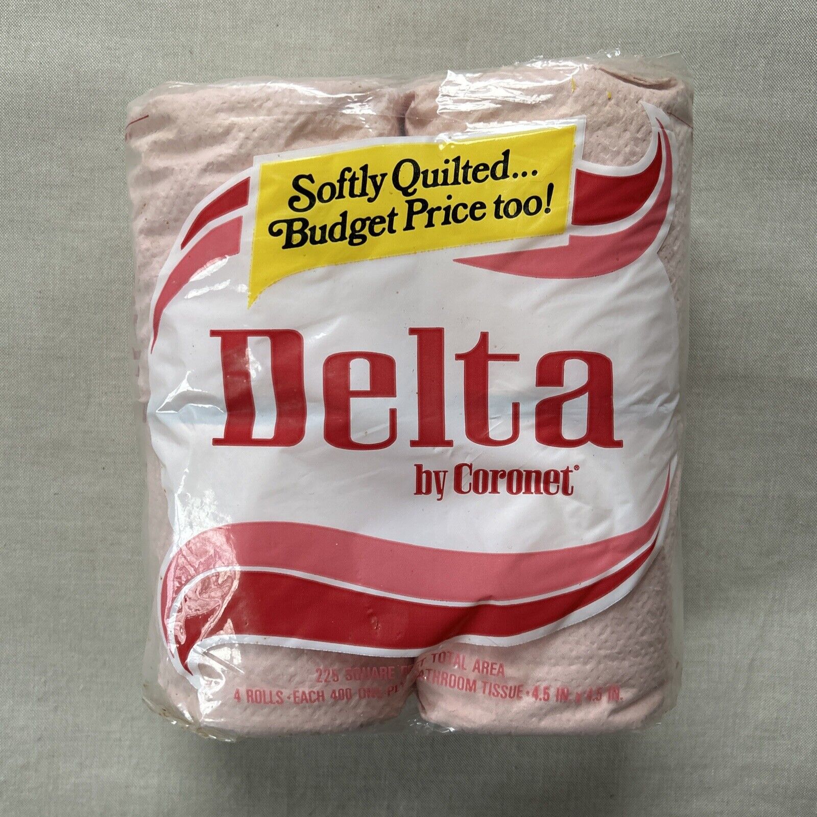 Vtg 1970s DELTA by CORONET Pink Toilet Paper Mid-Century Bathroom Tissue Quilted