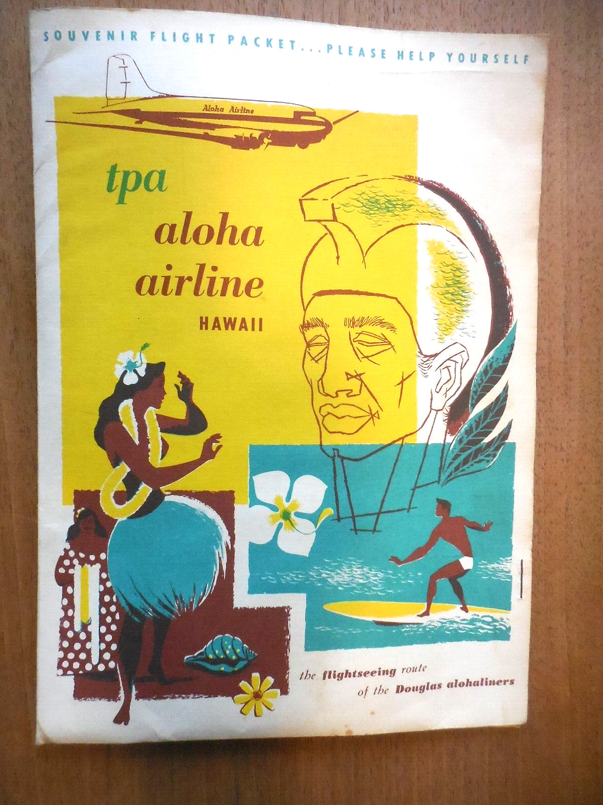 Vintage Hawaii TPA Aloha & United Airlines 13 Piece Lot Flight Packet 1955