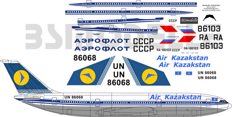 BSmodelle Ilyushin Il-86 Aeroflot , Air Kazakhstan decal 1\144 scale