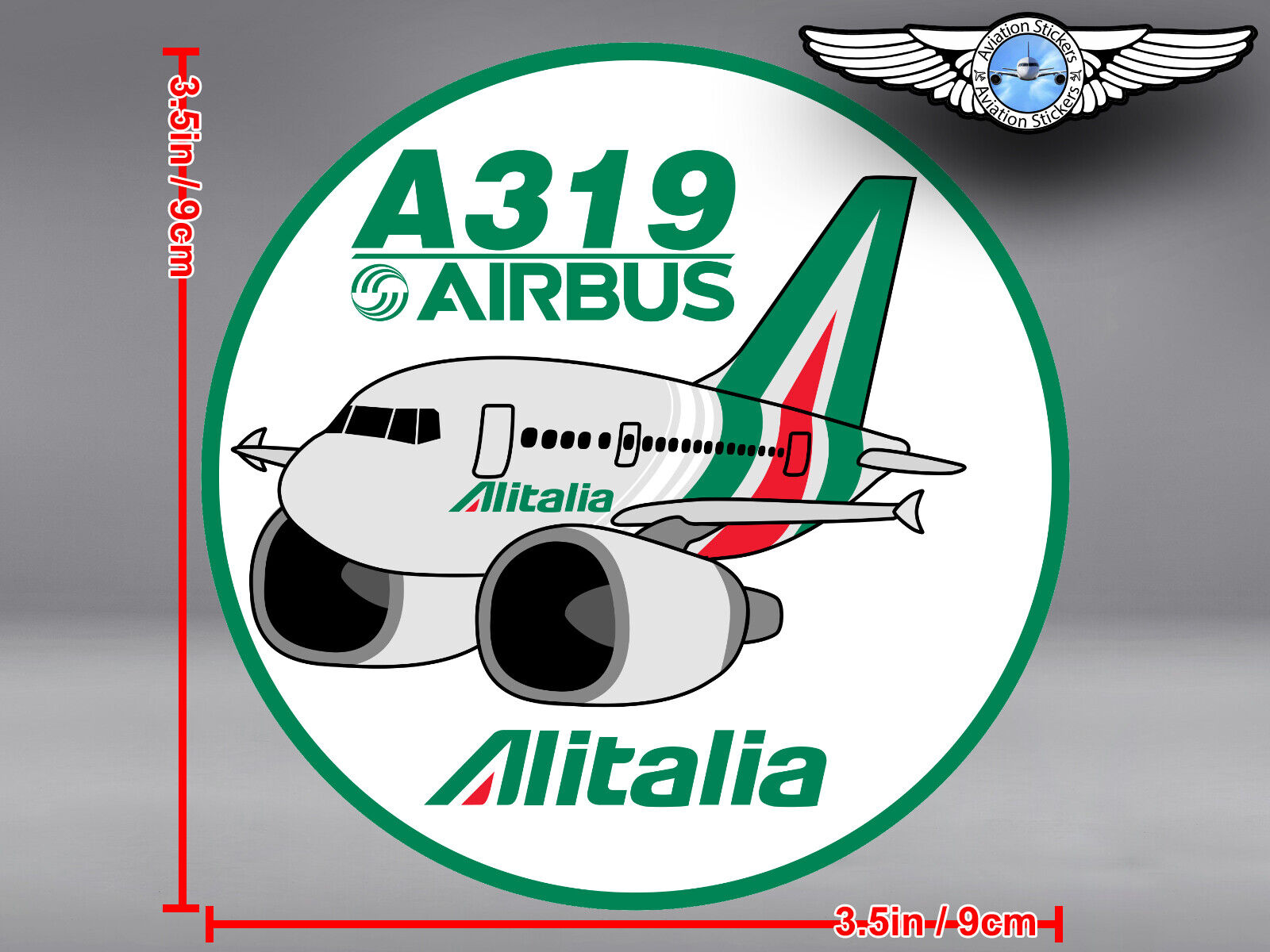 ALITALIA NEW LIVERY PUDGY AIRBUS A319 ROUND DECAL / STICKER 