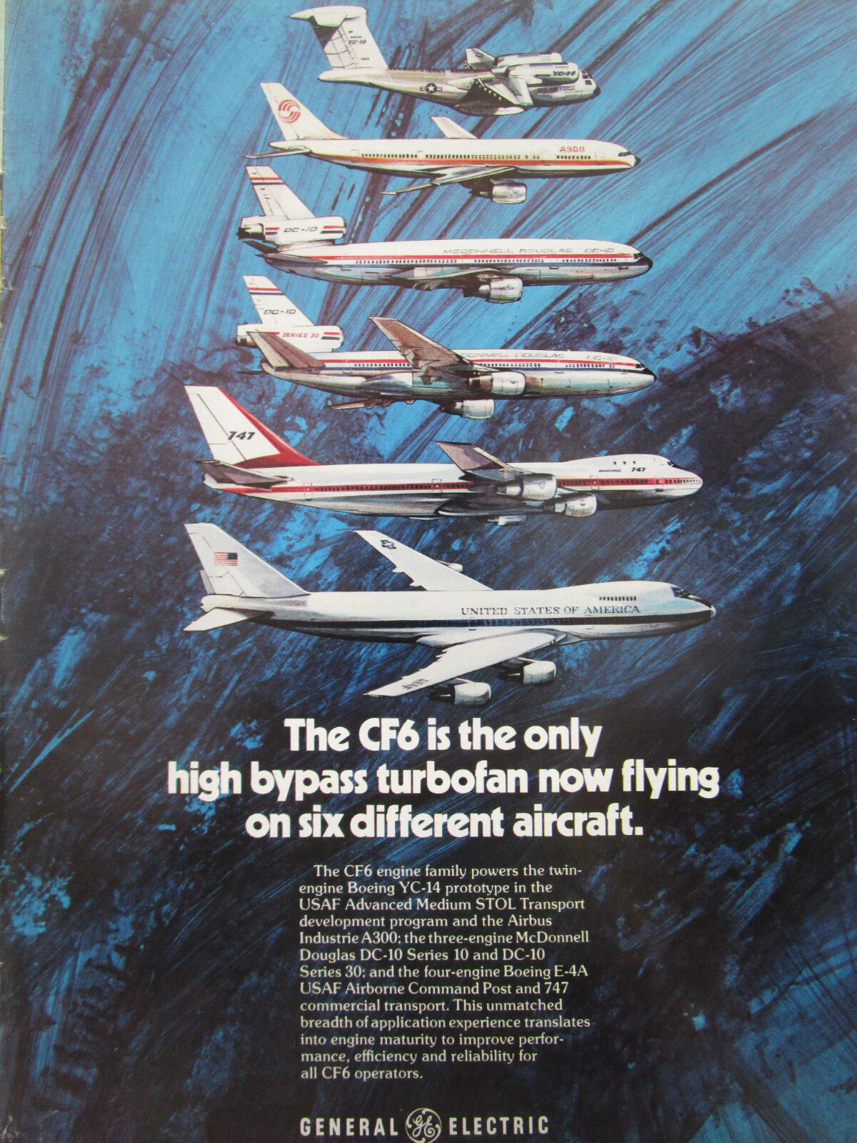 8/1977 PUB GENERAL ELECTRIC CF6 TURBOFAN YC-14 AIRBUS A300 DC-10 BOING 747 AD