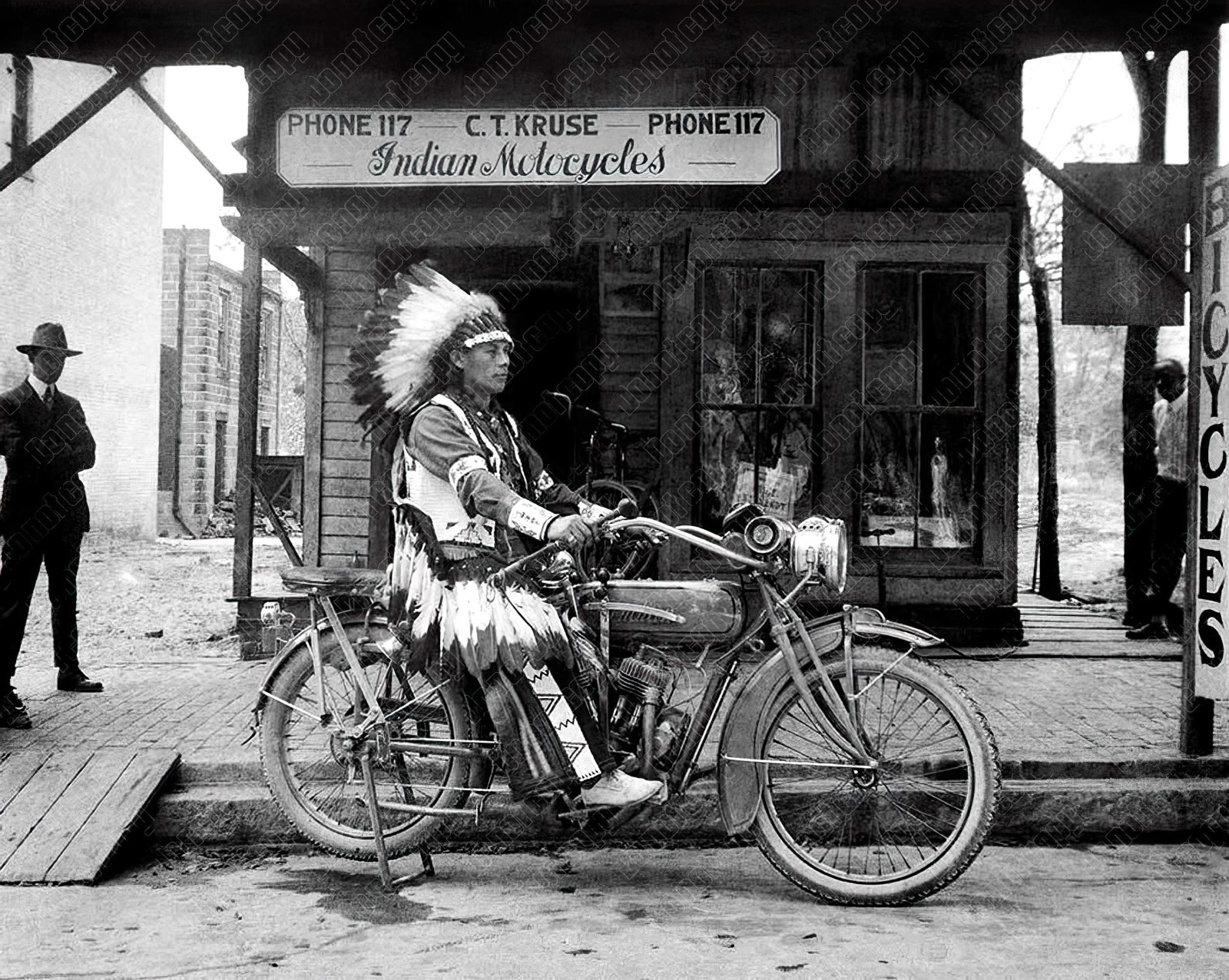 INDIAN MOTORCYCLE PHOTO ORIGINAL 1920S NATIVE INDIAN CHIEF 8.5X11 POSTER REPRINT