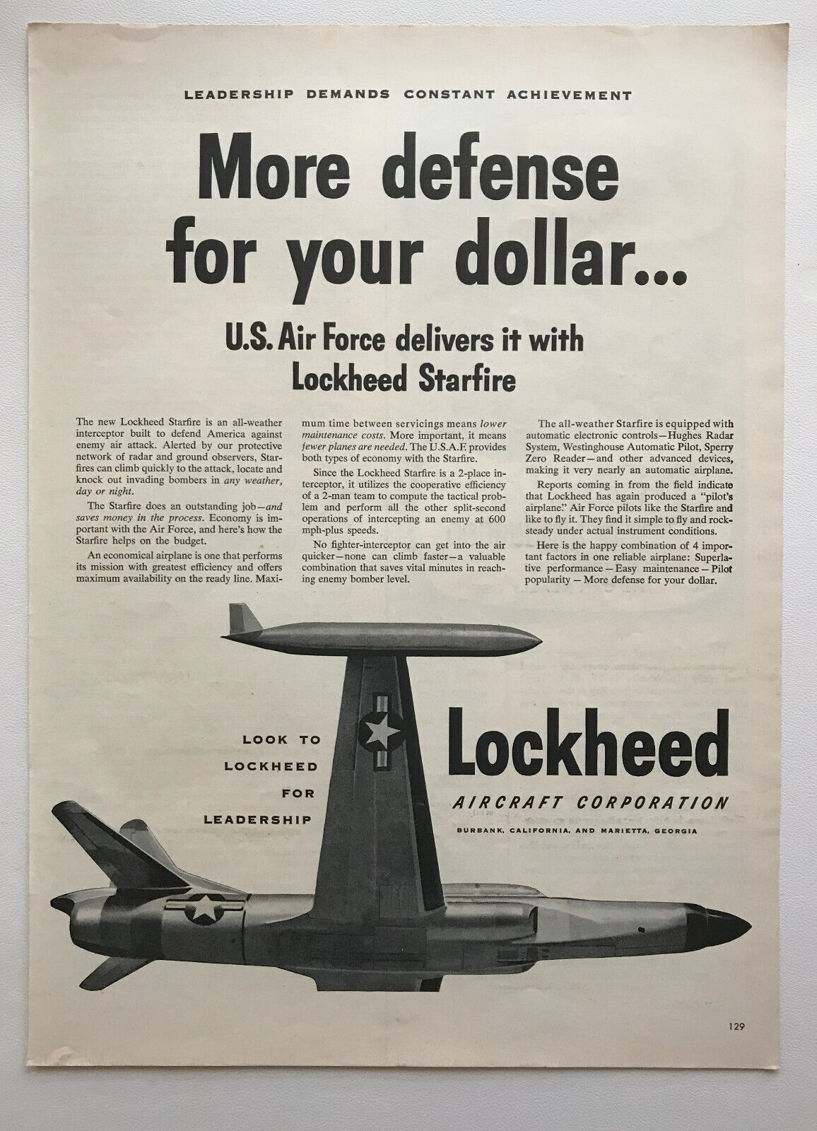 1953 Lockheed Aircraft Corporation,  Jackie Gleason Schick 20 Vintage Print Ads