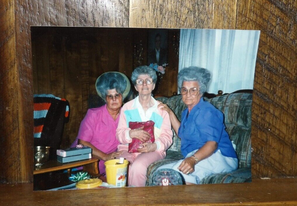 Sale is for a Circa 1970's Snapshot-Three Blue Haired Ladies-A Classic