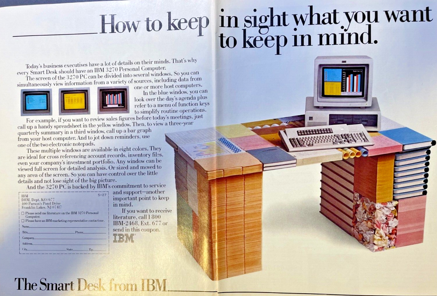 1985 Magazine Advertisement IBM Smart Desk Personal Computer