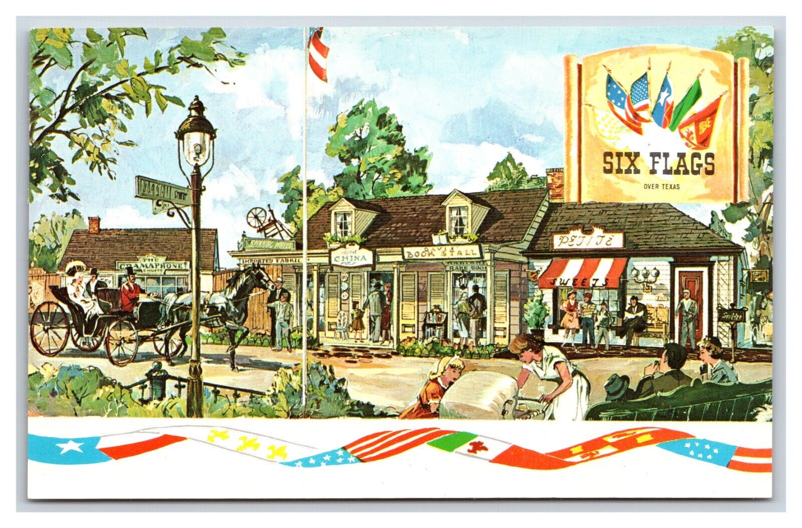 Surrey's Down Main Street Six Flags Fort Worth TX UNP Chrome Postcard U5