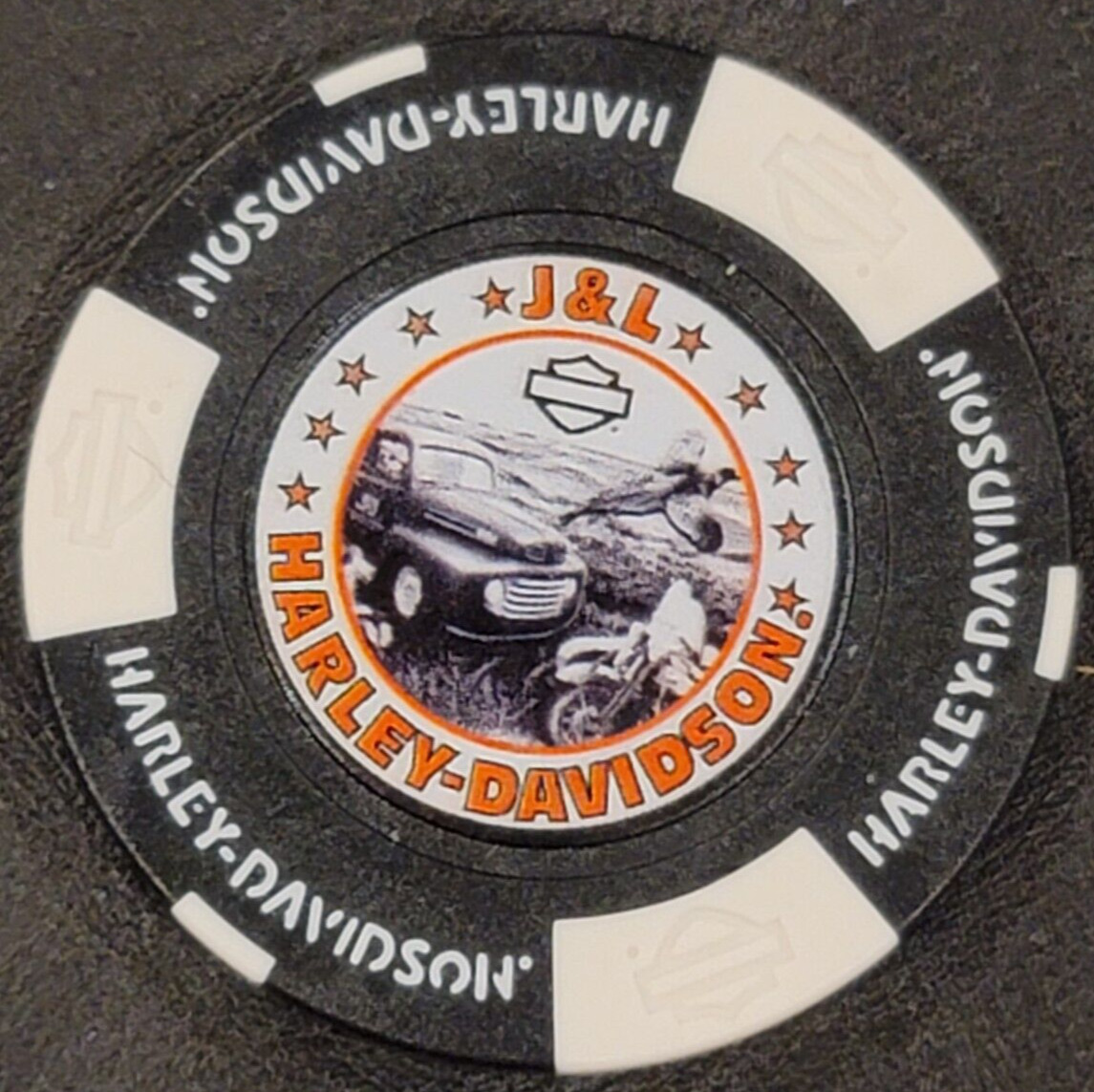 J&L HD (Black/White Full Color) SOUTH DAKOTA ~ Harley Davidson Poker Chip
