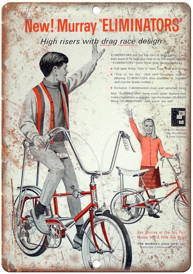 Murray Eliminator Retro Bicycle Racing Ad Reproduction Metal Sign B499