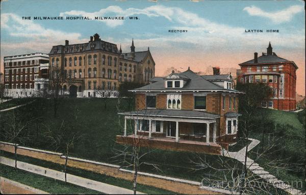 The Milwaukee Hospital-Rectory-Layton Home,WI Kropp Wisconsin Postcard Vintage