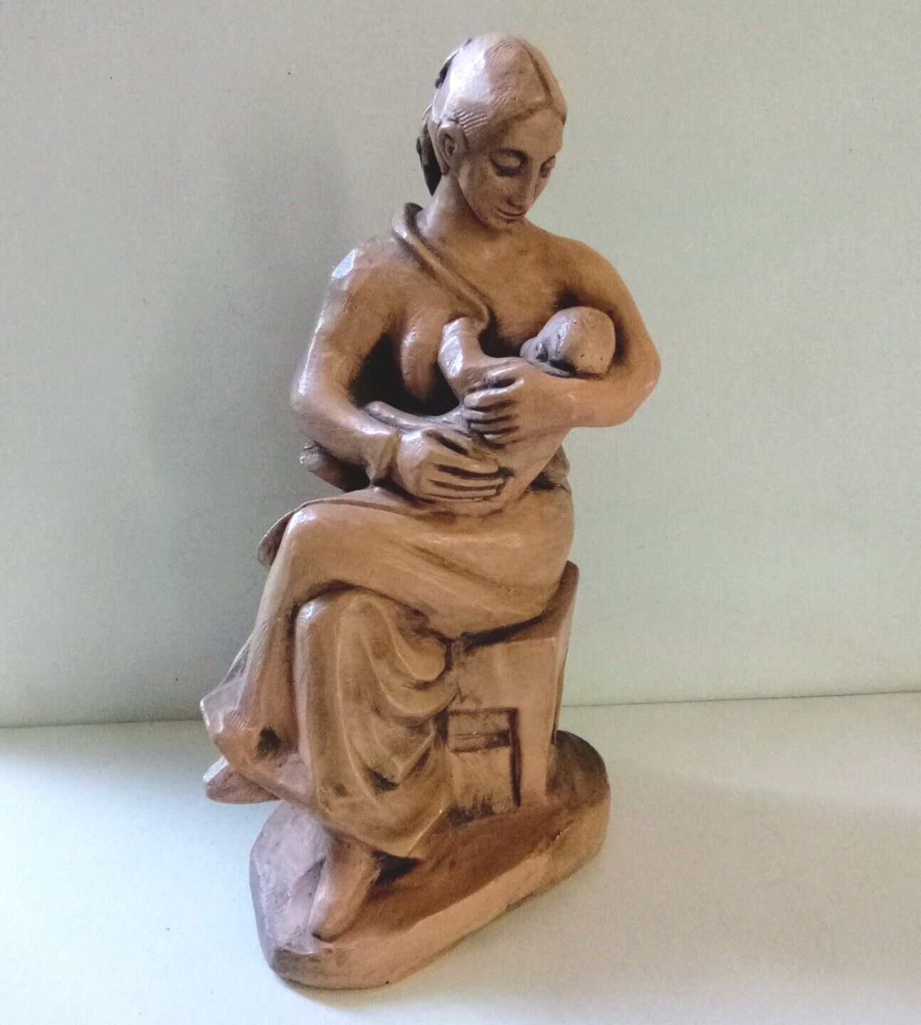 Rare 1975 Abbey Press Figurine of a Mother Nursing her Baby. St. Meinrad Indiana