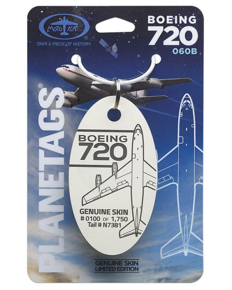 Boeing Aircraft Company 720-060B Tail #N7381 Real Aluminum Plane Skin Bag Tag