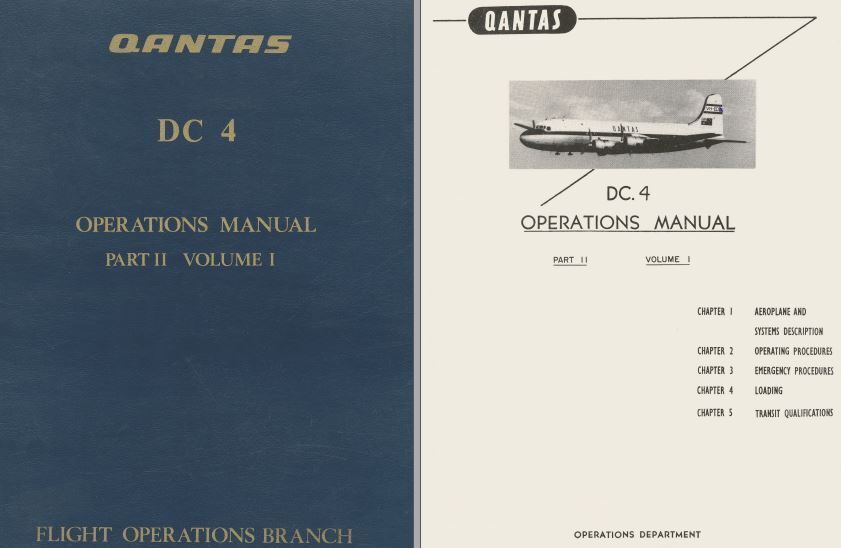 Douglas DC-4 historic vintage aircraft manual archive 1970's Qantas PDF RARE