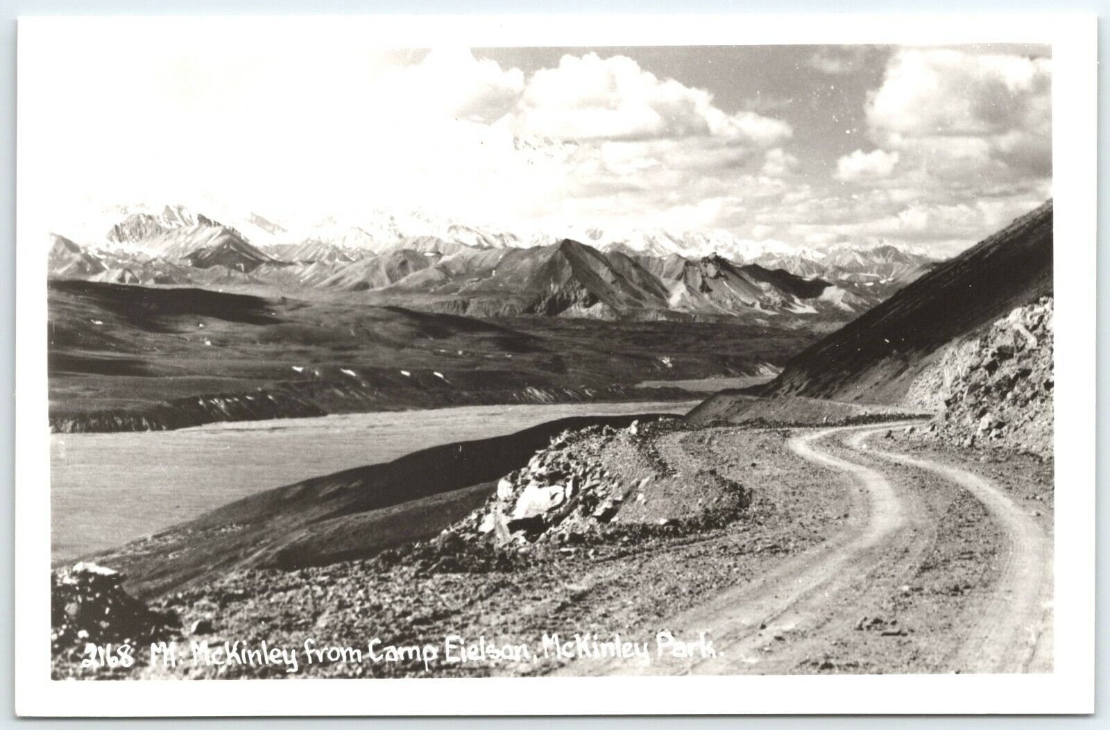 RPPC Mt. McKinley from Camp Eielson, McKinley Park AK Vintage Postcard 