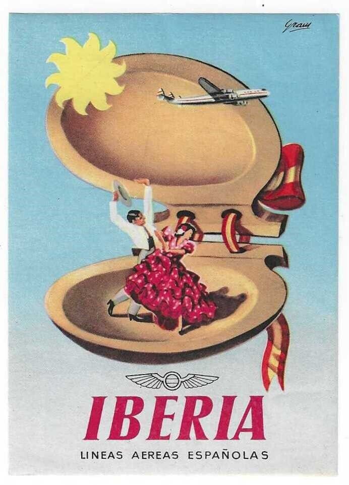 Iberia Airlines - Espana - Spain - Dancing in a Castanet Luggage Label (NOS) ZZ