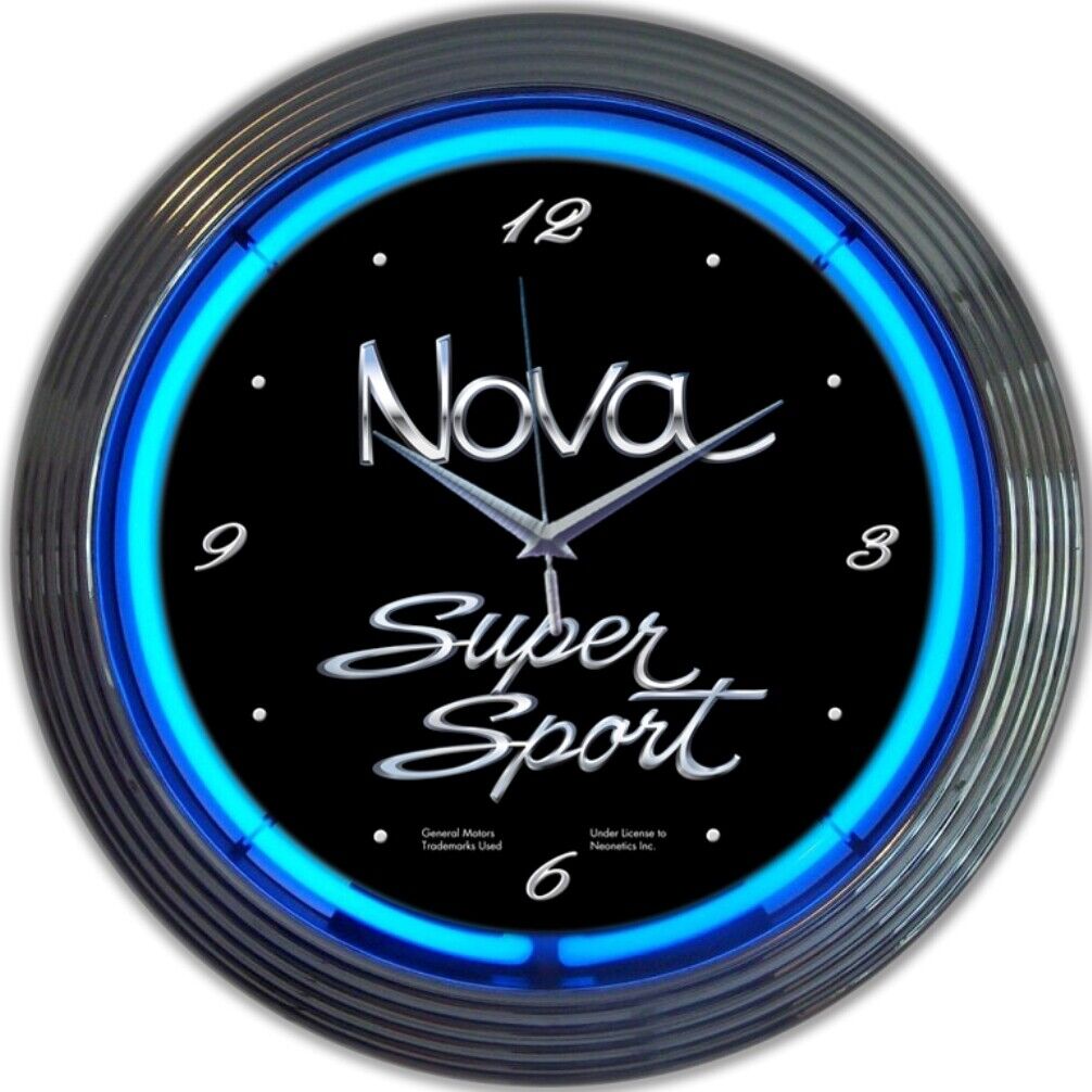 GM CHEVY NOVA NEON CLOCK Sign Lamp Light