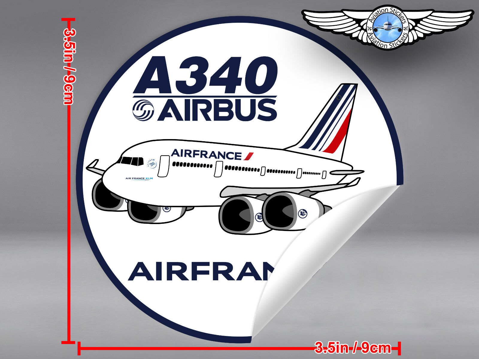 AIR FRANCE PUDGY AIRBUS A340 ROUND DECAL / STICKER