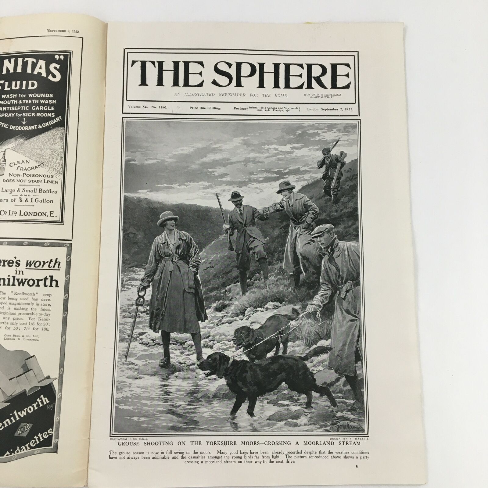 The Sphere Newspaper September 2 1922 Grouse Shooting at Yorkshire Moors