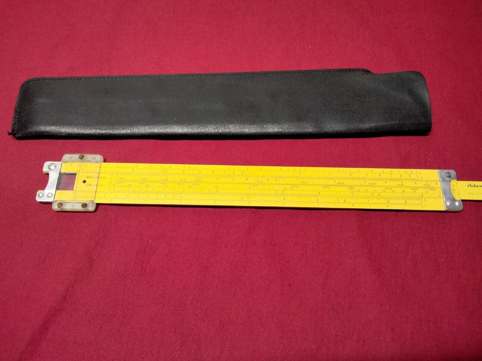 Vintage Pickett All Metal Slide Rule ~ MODEL N902-ES Simplex Trig + Leather Case