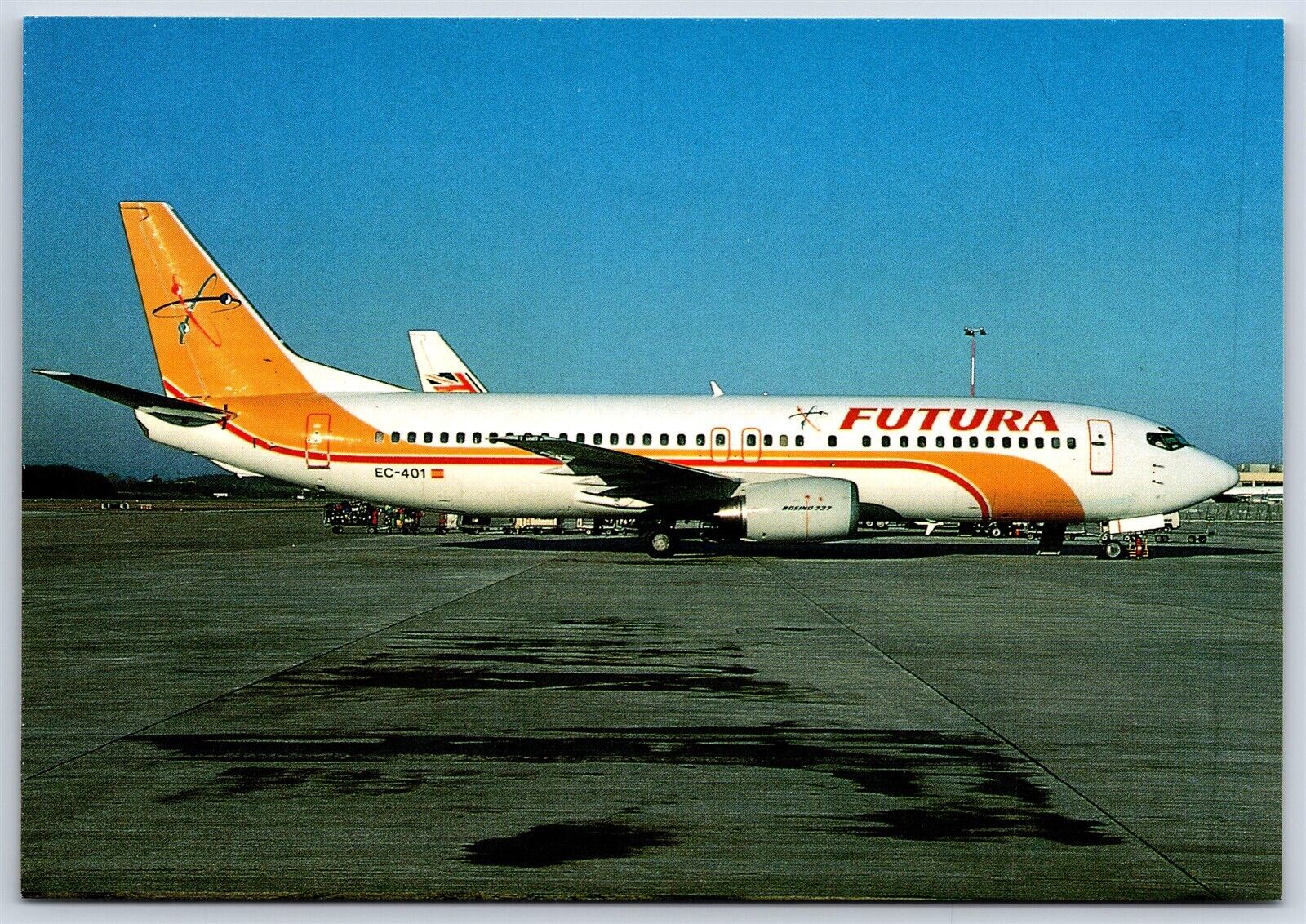Airplane Postcard Futura Spanish Airlines Boeing 737-400 EC-4011 at Geneve DQ2