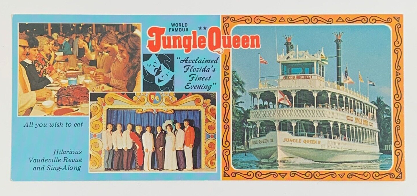 Vintage World Famous Jungle Queen Riverboat Fort Lauderdale Florida Postcard