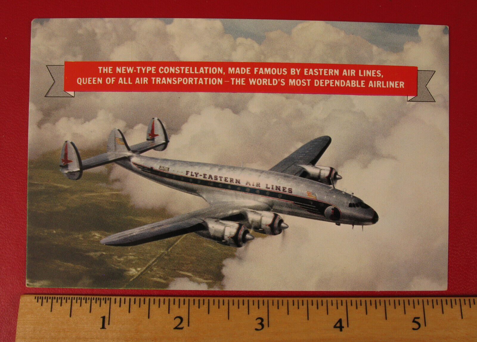 VINTAGE POST CARD EASTERN AIRLINES CONSTELLATION MOST DEPENDABLE AIRPLANE 