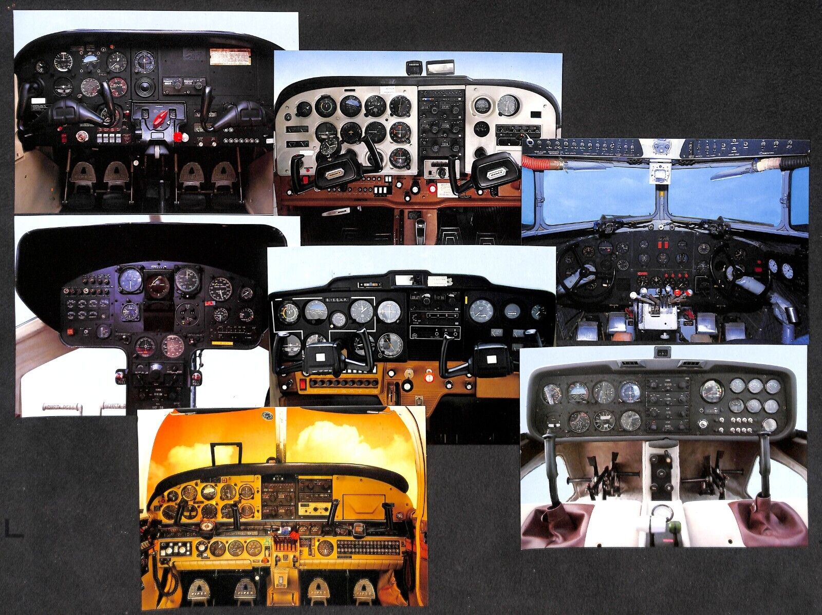 Lot of 7 postcards plane cockpits Douglas Motorsegler Cessna Piper Tomahawk jets