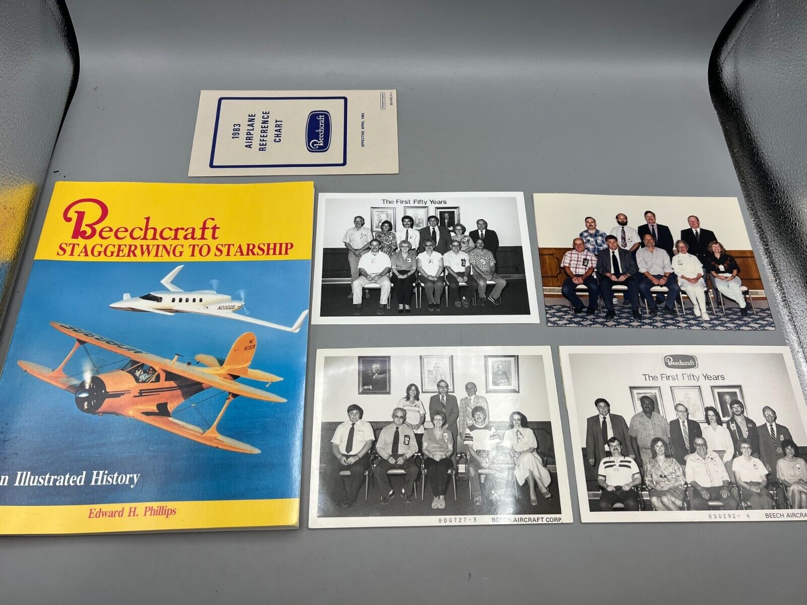 VINTAGE Beechcraft Lot Signed Book - Employee Photographs - Reference Chart