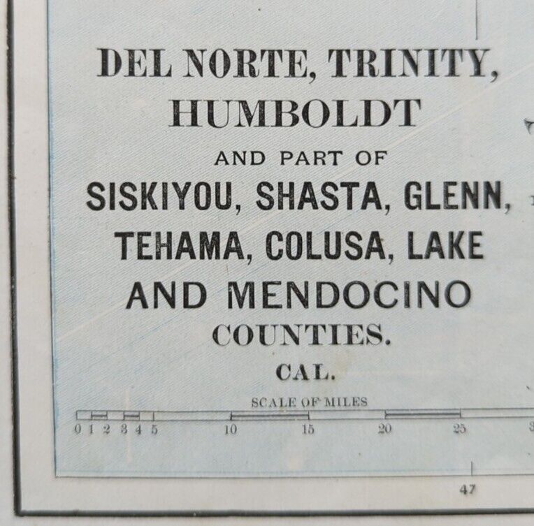 1893 DEL NORTE TRINITY HUMBOLDT SISKIYOU COUNTIES CA Map Old Antique Original 