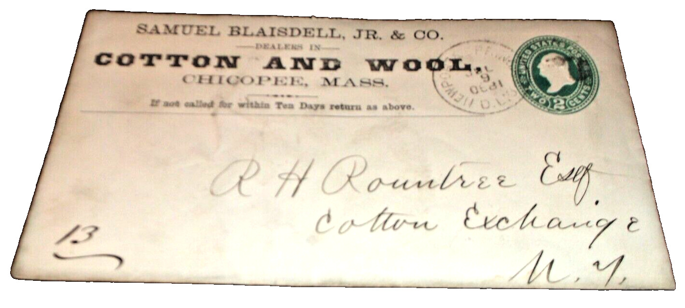 1880 BOSTON & MAINE RAILROAD NEWPORT & SPRINGFIELD RPO HANDLED ENVELOPE