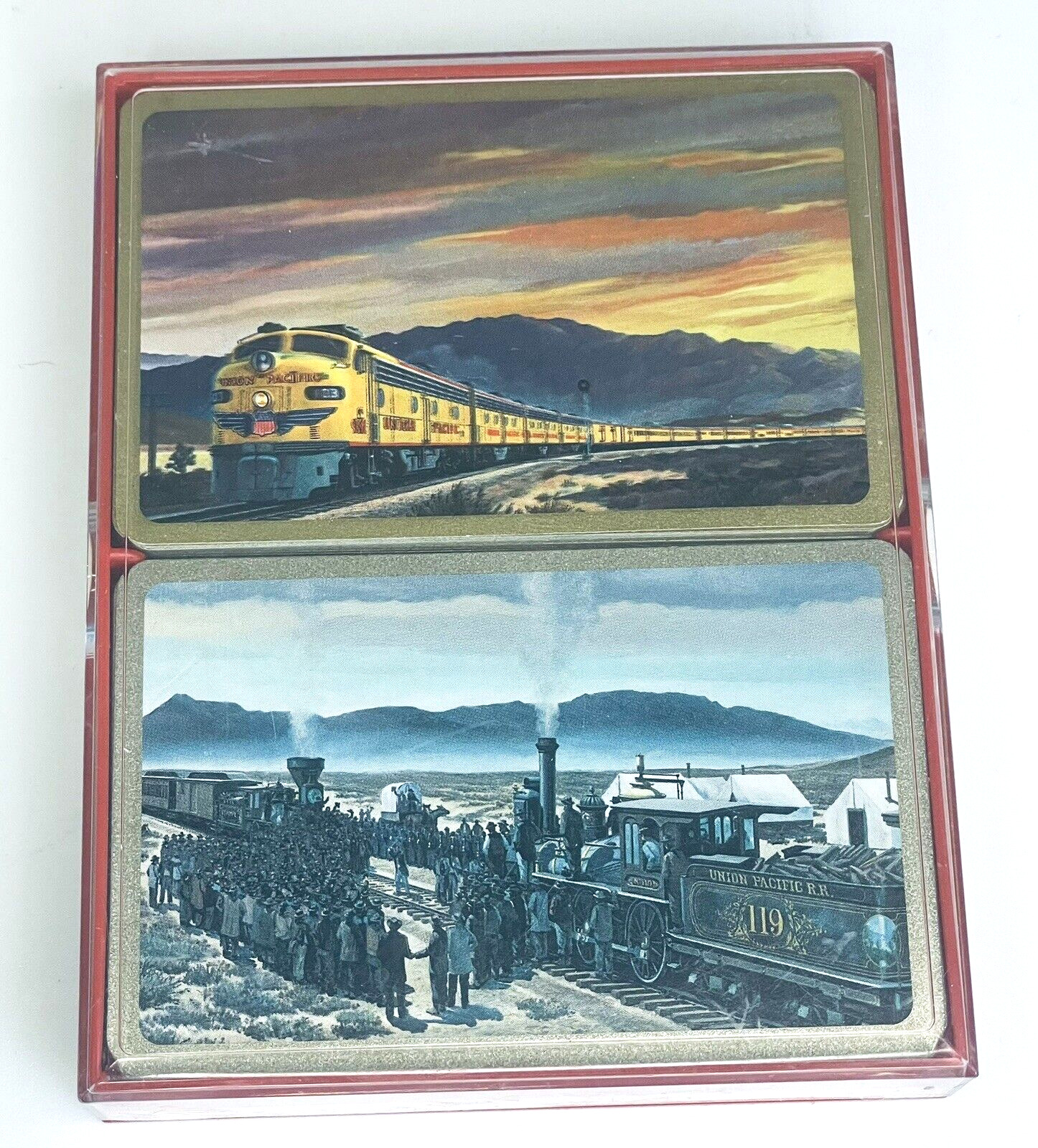 Santa Fe Railroad / ATSF Playing Cards 2 Complete Decks in Acrylic Box