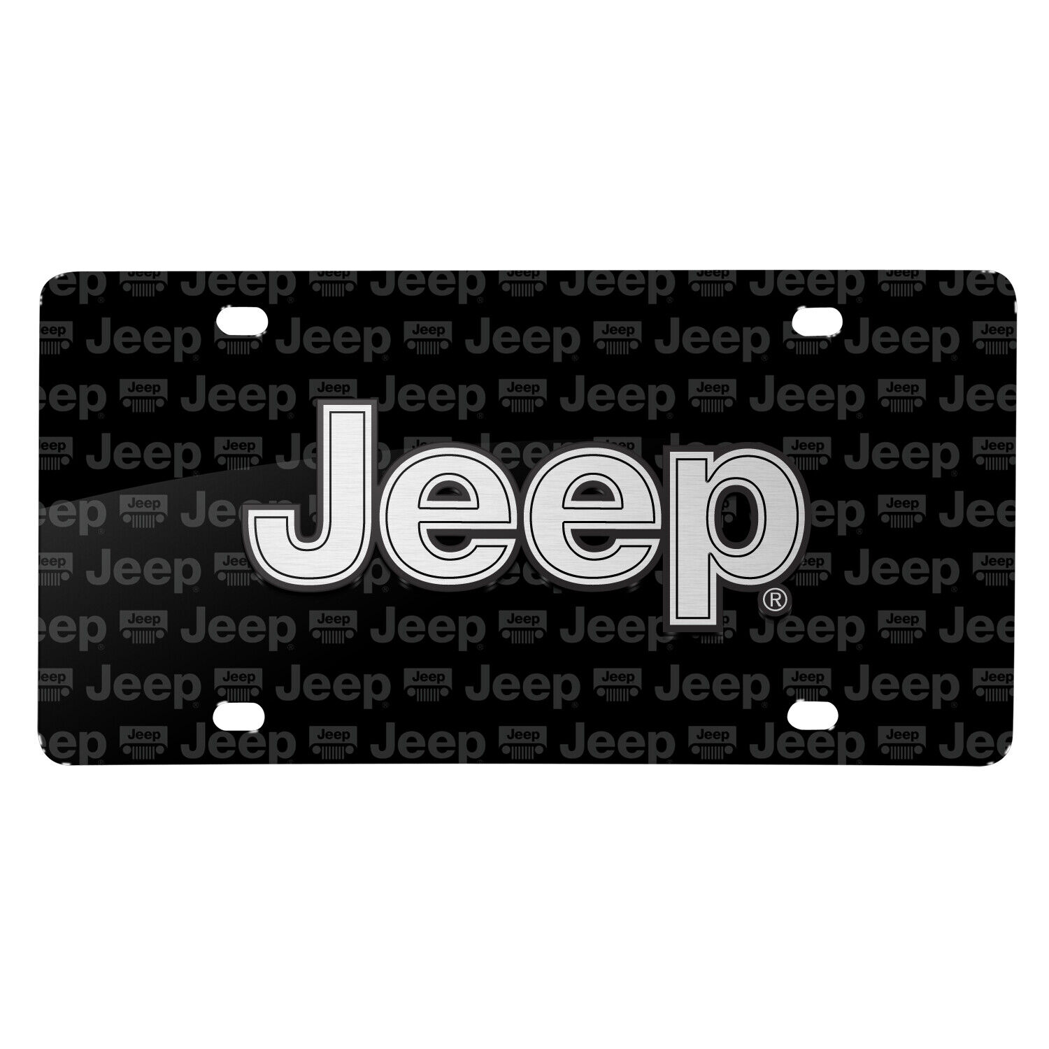 Jeep 3D Logo on Logo Pattern Black Aluminum License Plate
