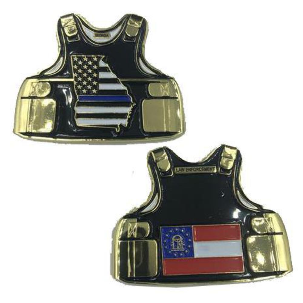 Georgia LEO Thin Blue Line State Body Armor Police Challenge Coin D-009