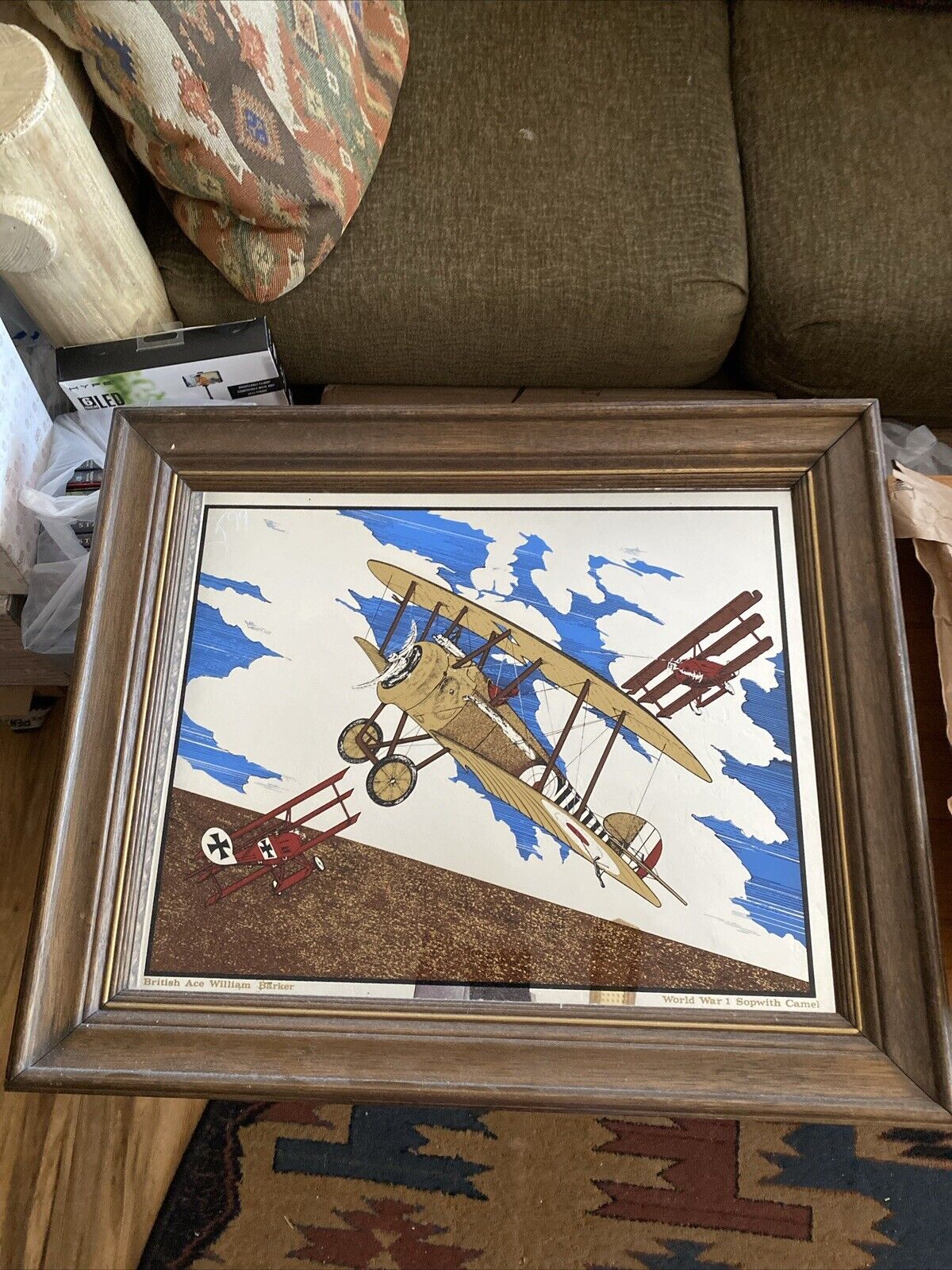 WWI Sopwith Camel William Barker Ace Picture on Mirror - Truly Unique