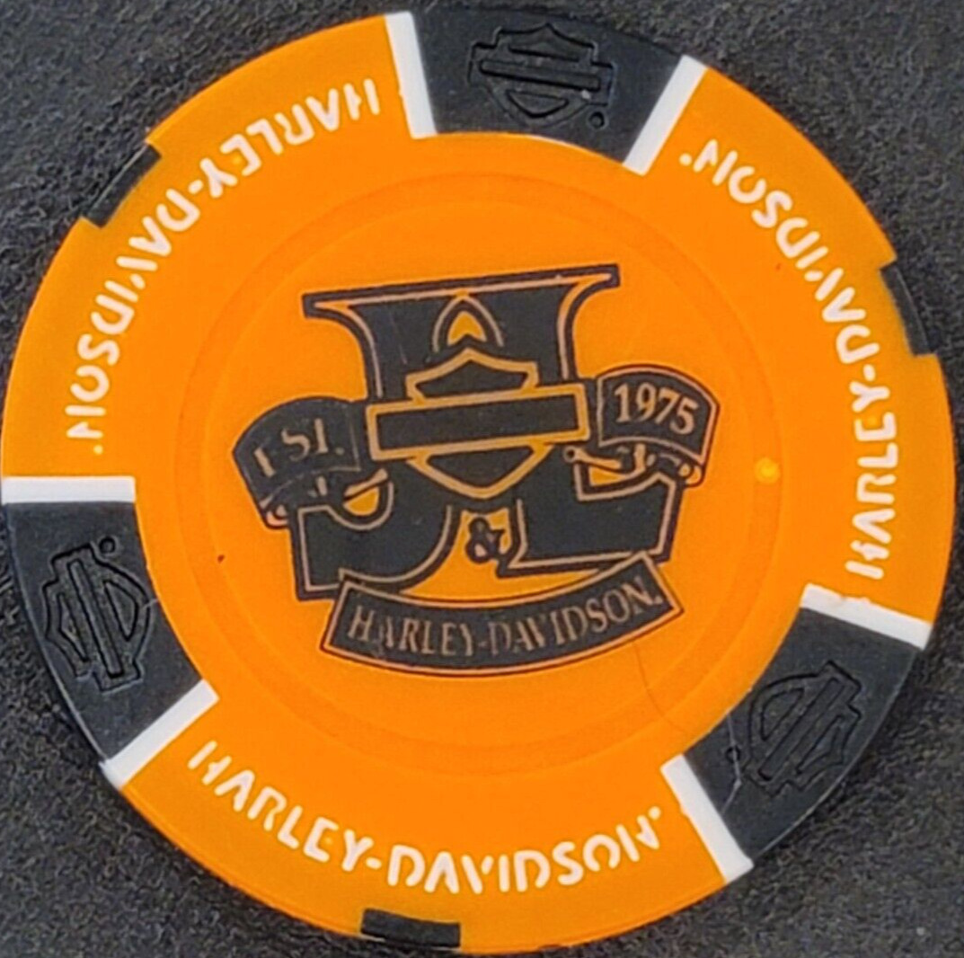 J&L HD (Orange/Black) SOUTH DAKOTA ~ Harley Davidson Poker Chip