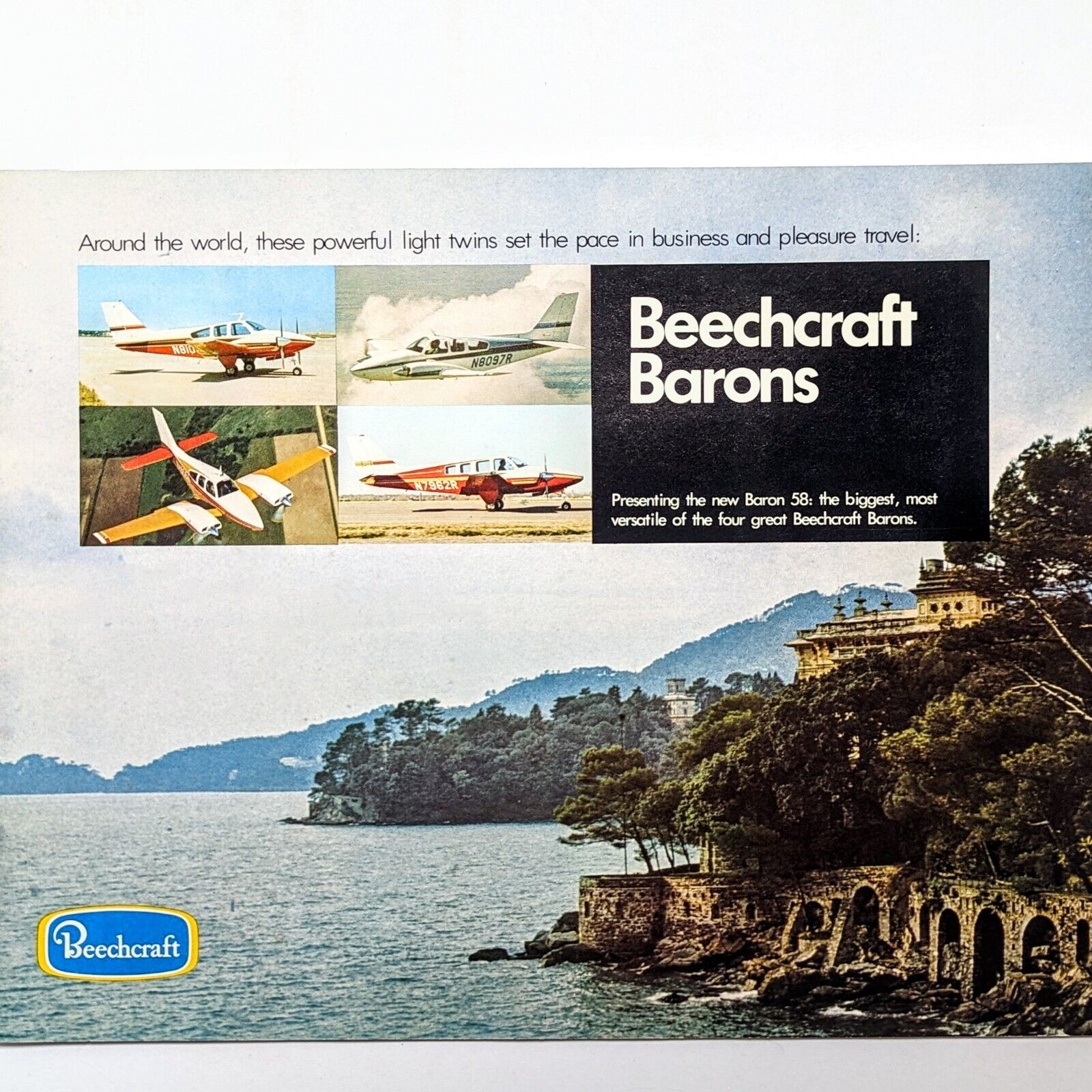 1971 Beechcraft Barons Airplane Sales Brochure BRAND NEW Rare Pilot Collectible 