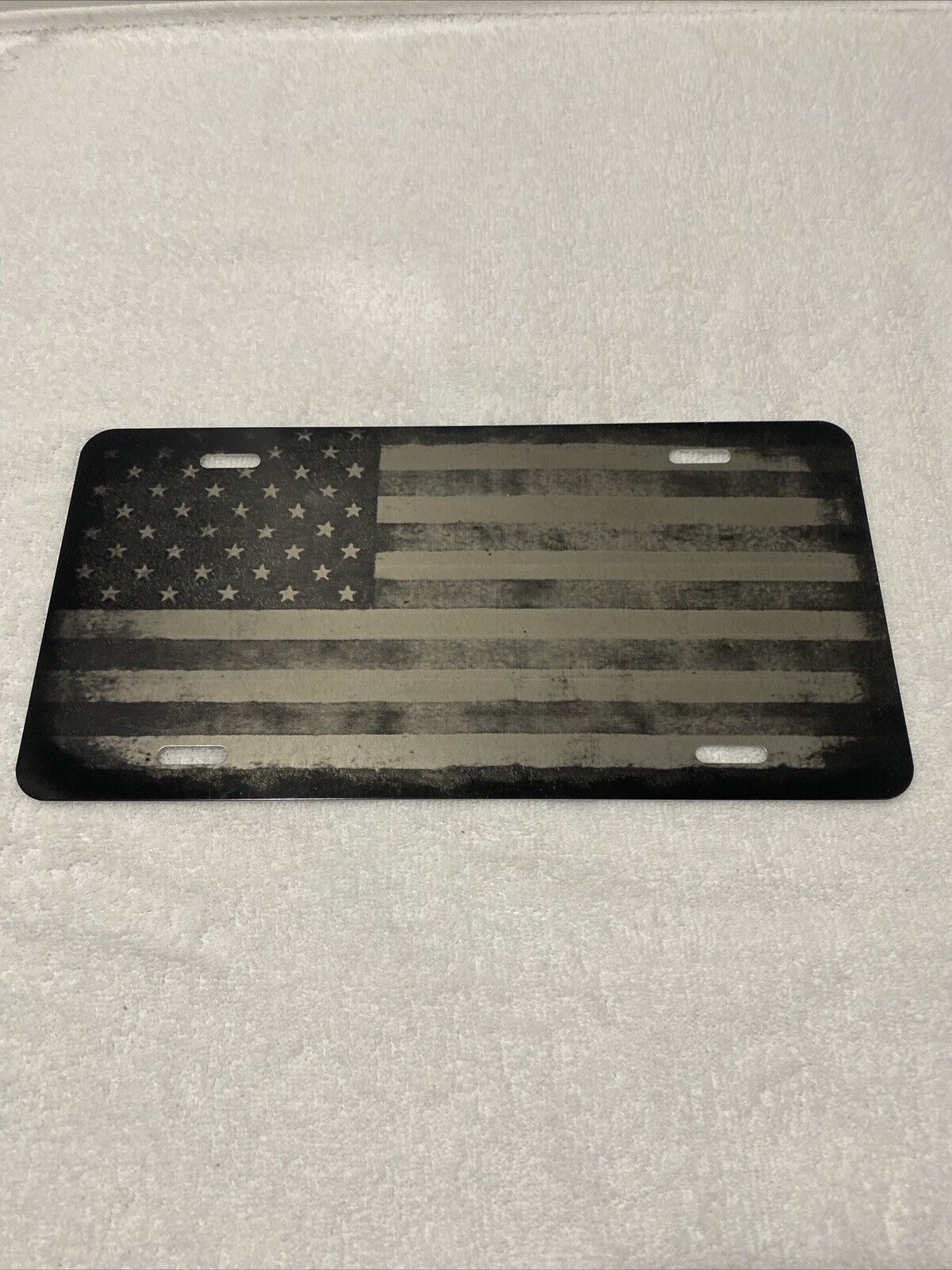 USA BLACKOUT American Flag Metal License Plate Tag (12\