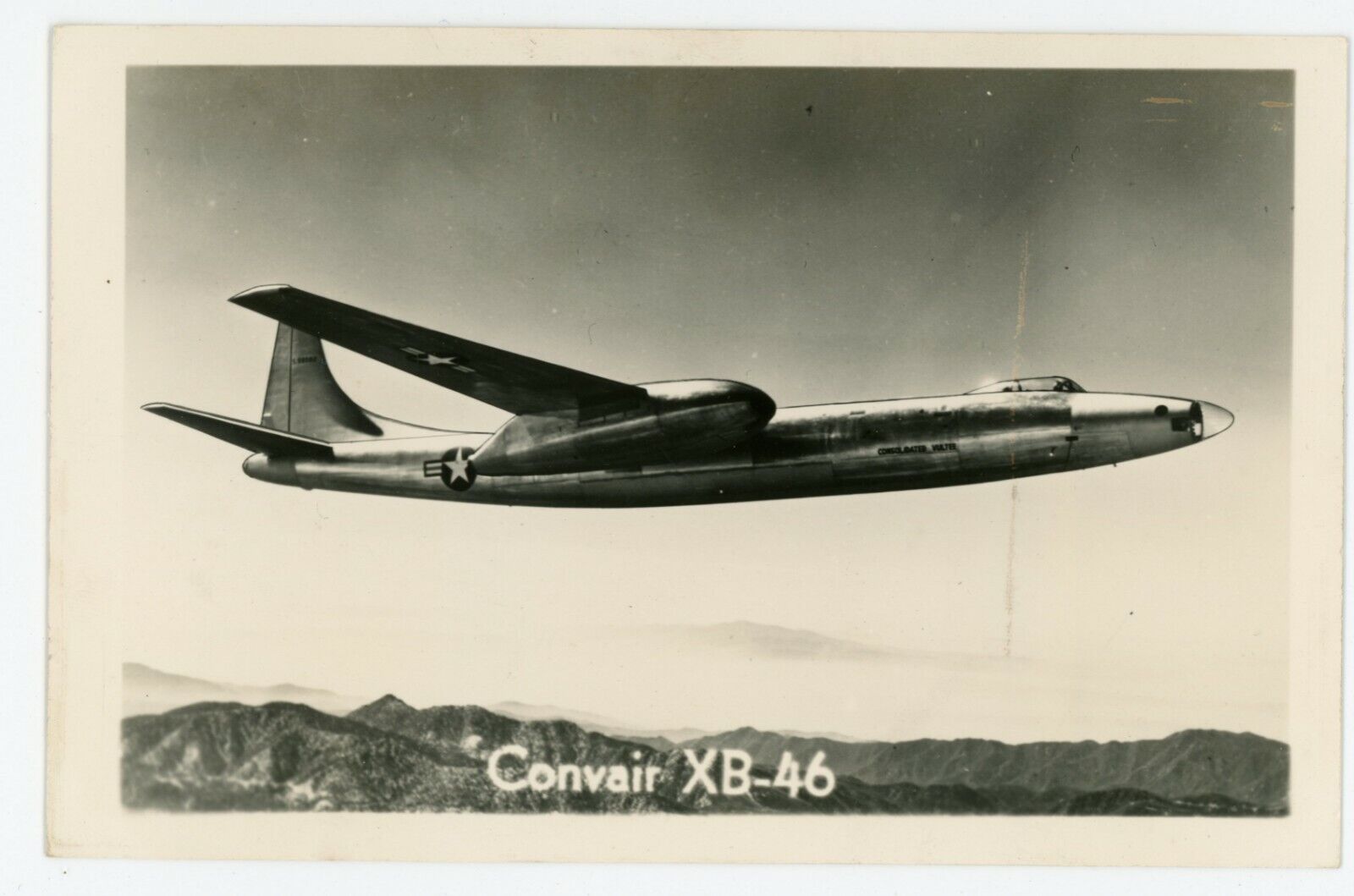 RPPC Real Photo Convair XB-46 Jet Bomber Airplane Postcard