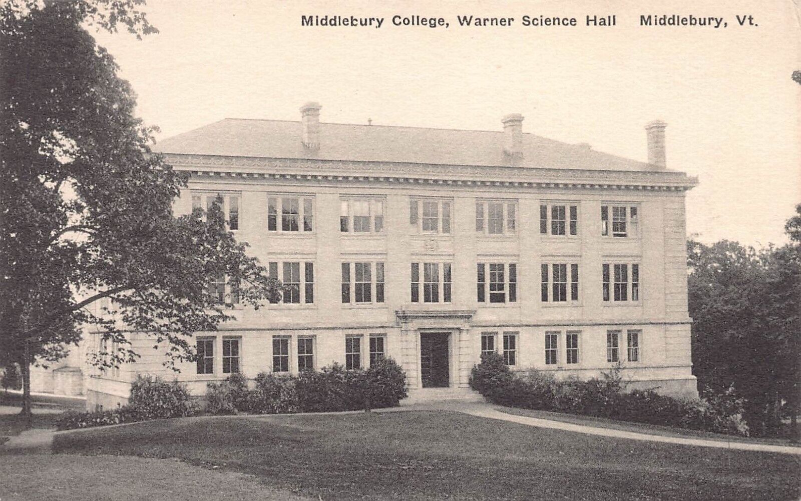 Warner Science Hall, Middlebury College, Middlebury, Vermont, 1930 Postcard