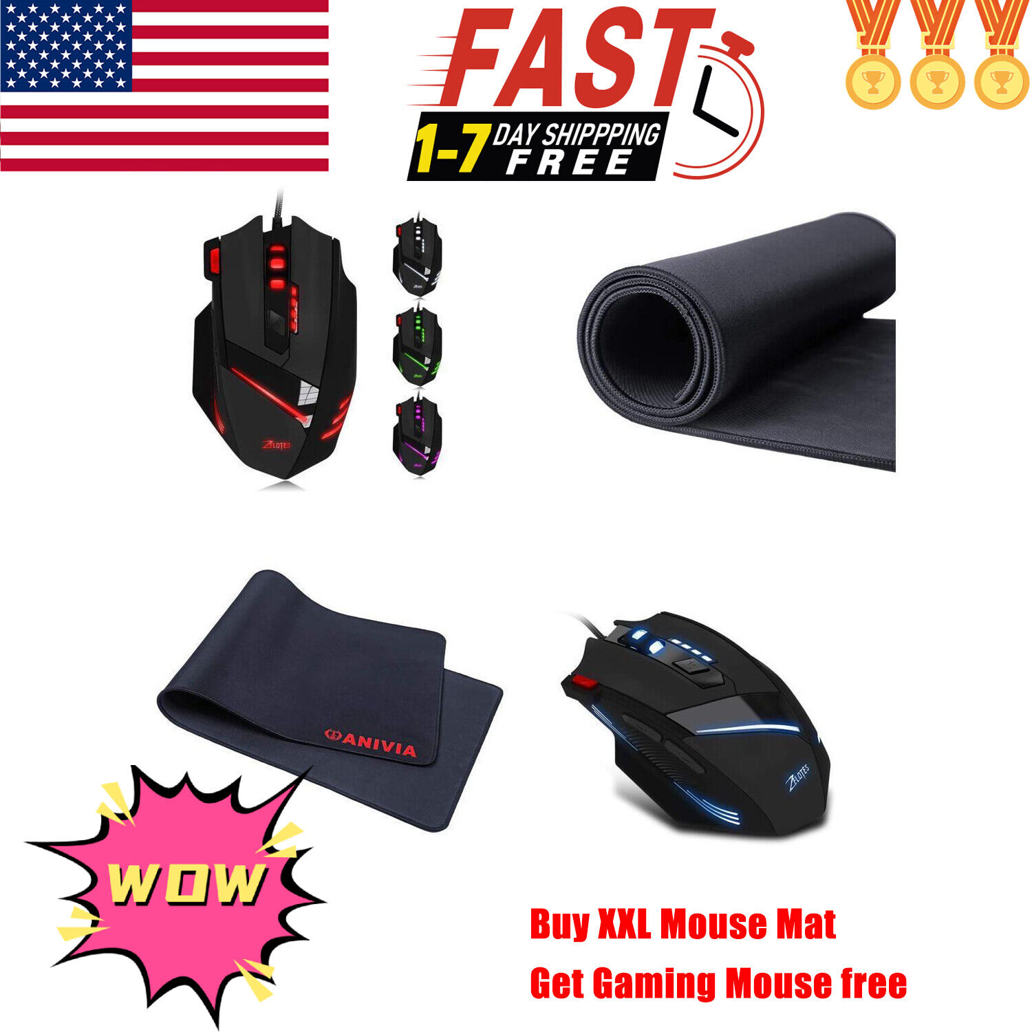 Large XXL Mouse Pad Desk Pad Computer Table Mat with Anti-Slip Rubber for Gamer