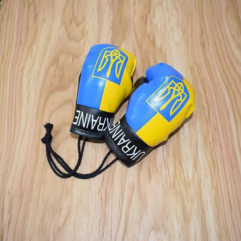 Ukraine - Ukrainian Souvenir Boxing Gloves Flag Rear View Car Mirror Decoration 