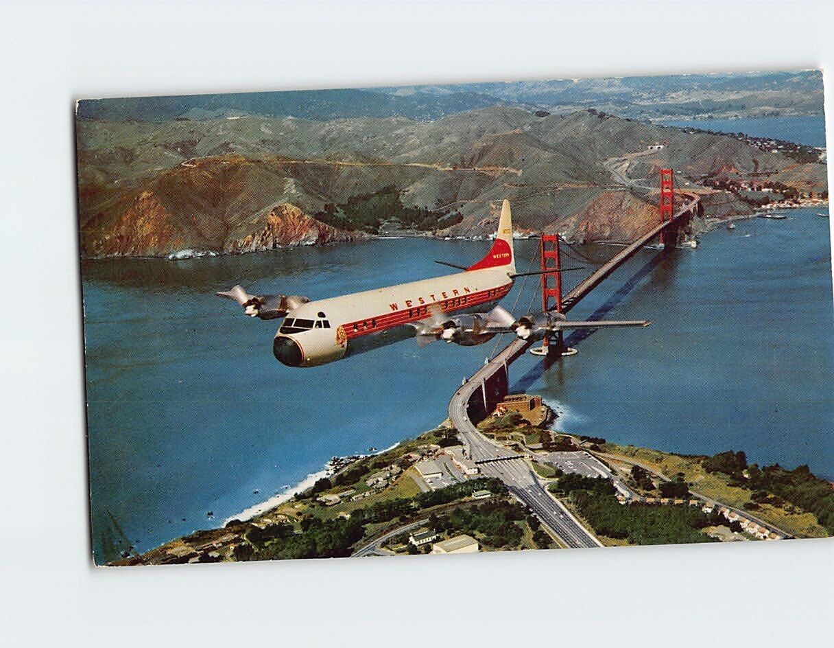 Postcard Western Airlines ElectraJet Aircraft