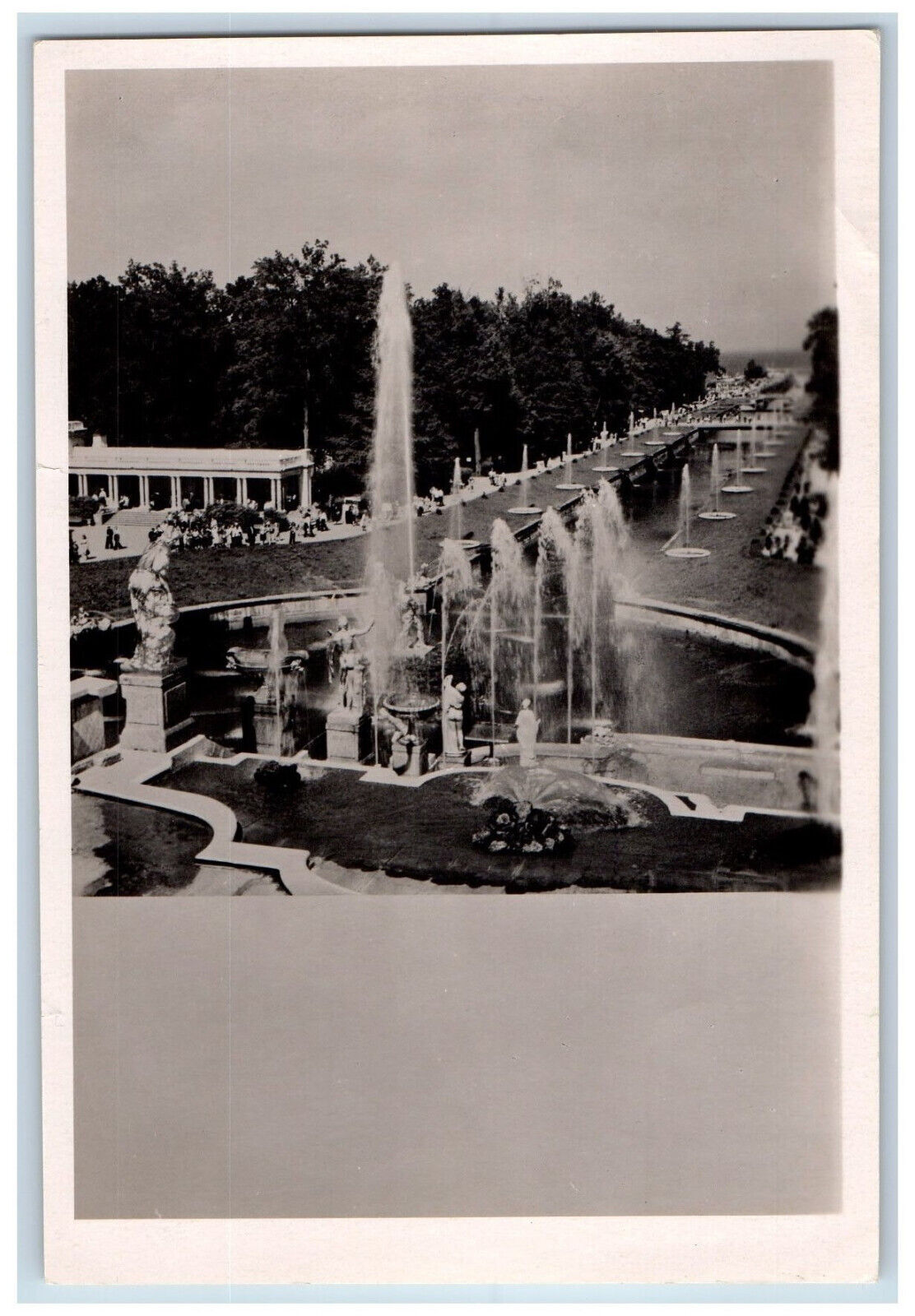 Petergof Russia Postcard Grand Cascade Alley of Fountain c1930's RPPC Photo