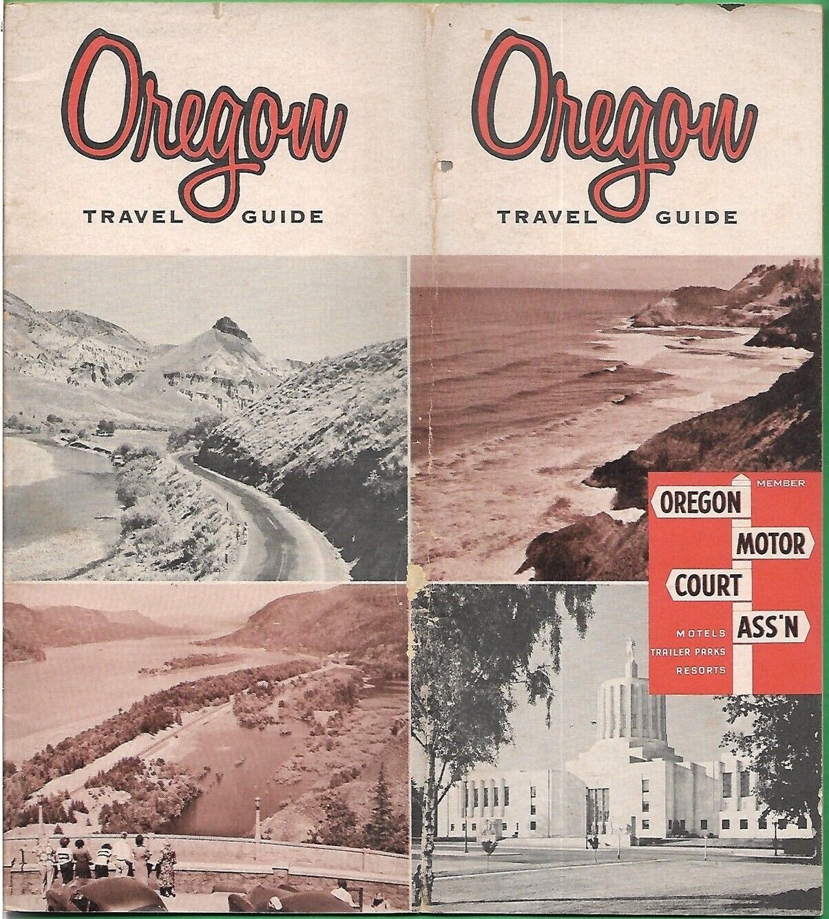 1955 OREGON MOTOR COURT ASS\'N Travel Guide Motels Trailer Parks Cabins Camps Map
