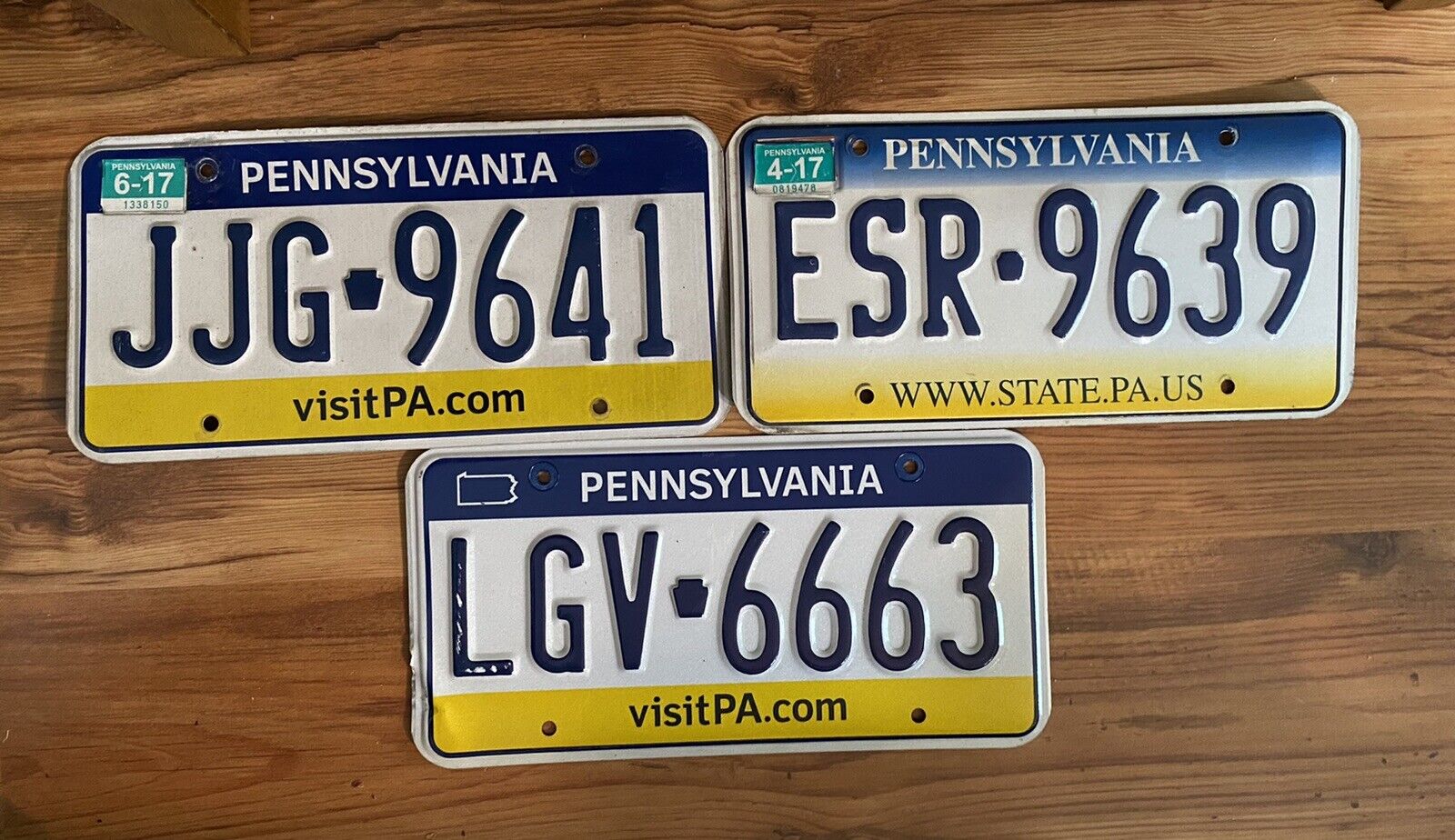 3 Expired Pennsylvania License Plates. One With 666 In It